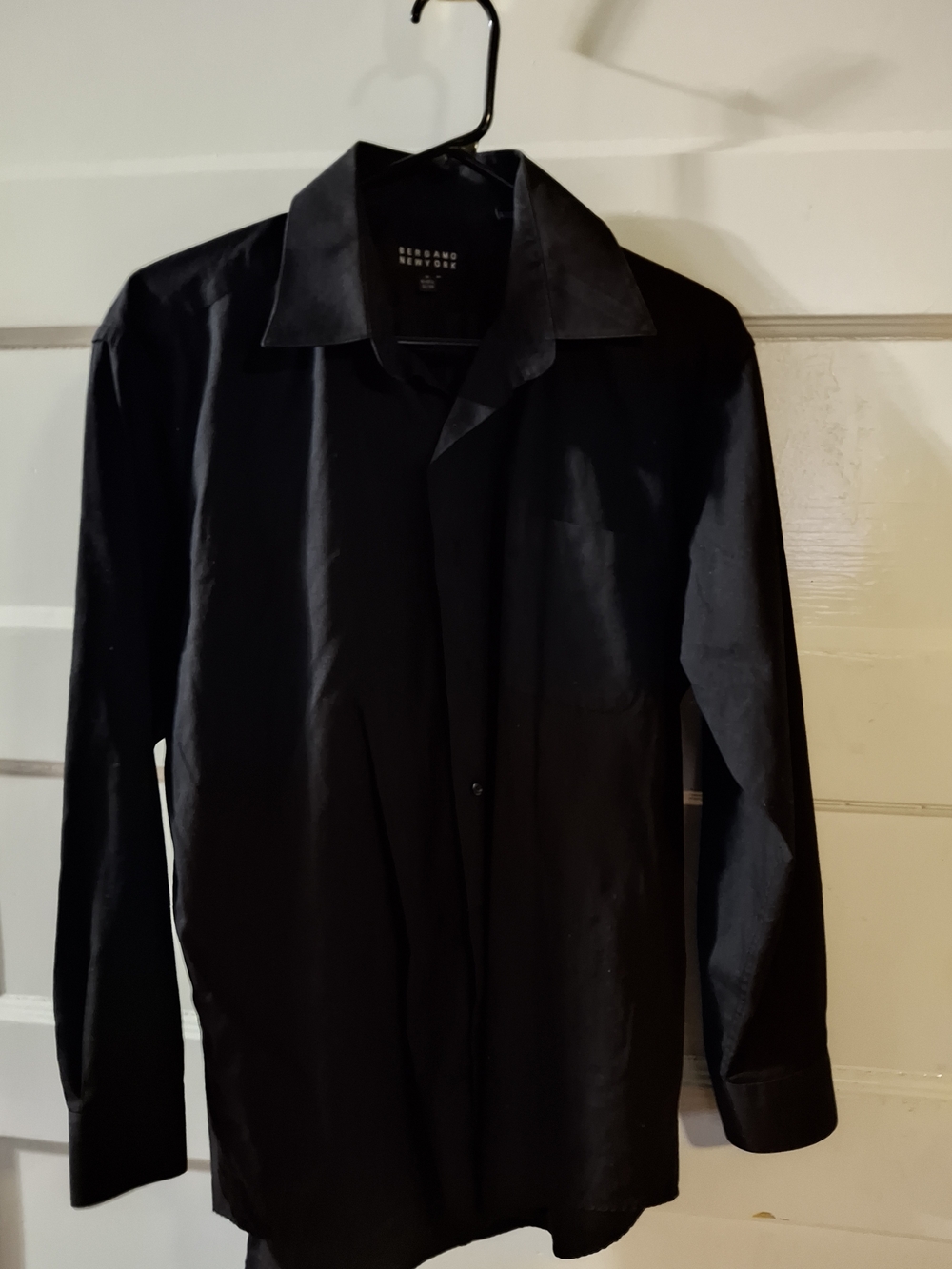 Bergamo New York Men's Black Dress Shirt Medium (CFD 181)